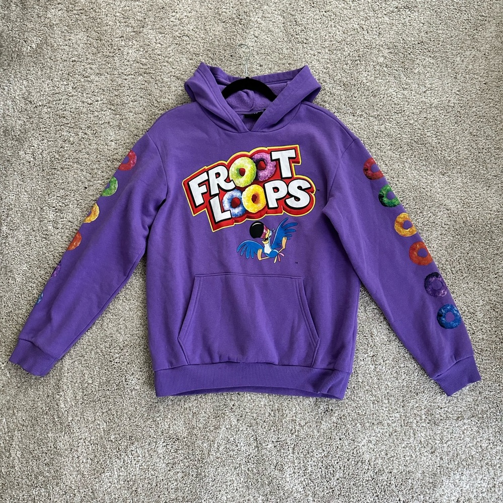 Kellogg’s Unisex Purple Hoodie Fruit Loops Graphic Oversized - Size Smal…